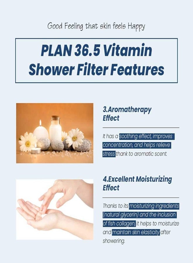 Plan 36.5 Vitamin Shower Filter - Removes Chlorine, Improves Skin Health, Soothes Stress, Softens Water, Prevents Hair Loss (Freesia Flavor) - Image 2